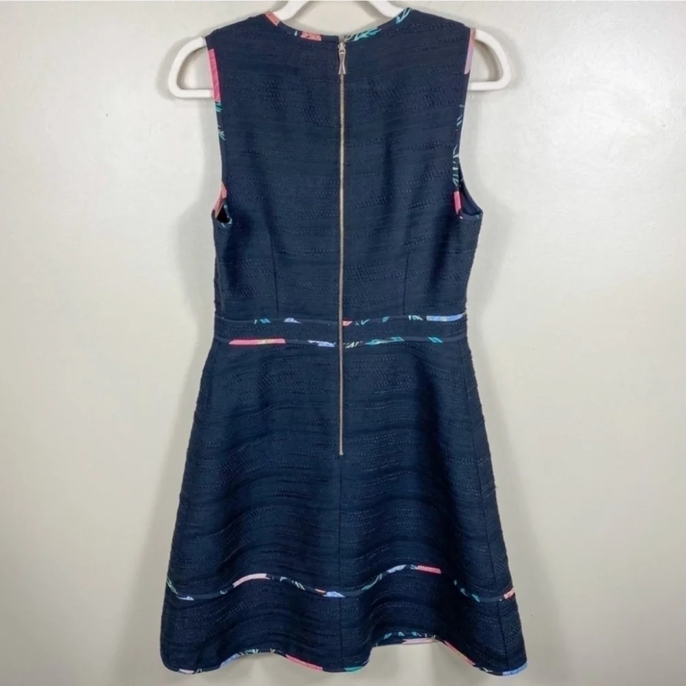 KATE SPADE New York Floral Blossom Trim Tweed Black Dress Women's Size 0 LBD EUC